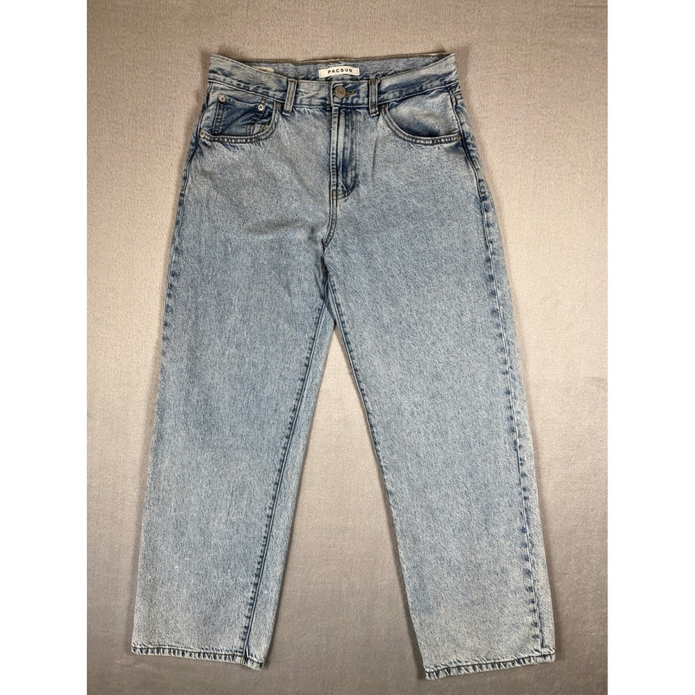 PacSun Baggy Light Wash Acid Denim Jeans 30x32 Womens Wide Leg 100% Cotton
